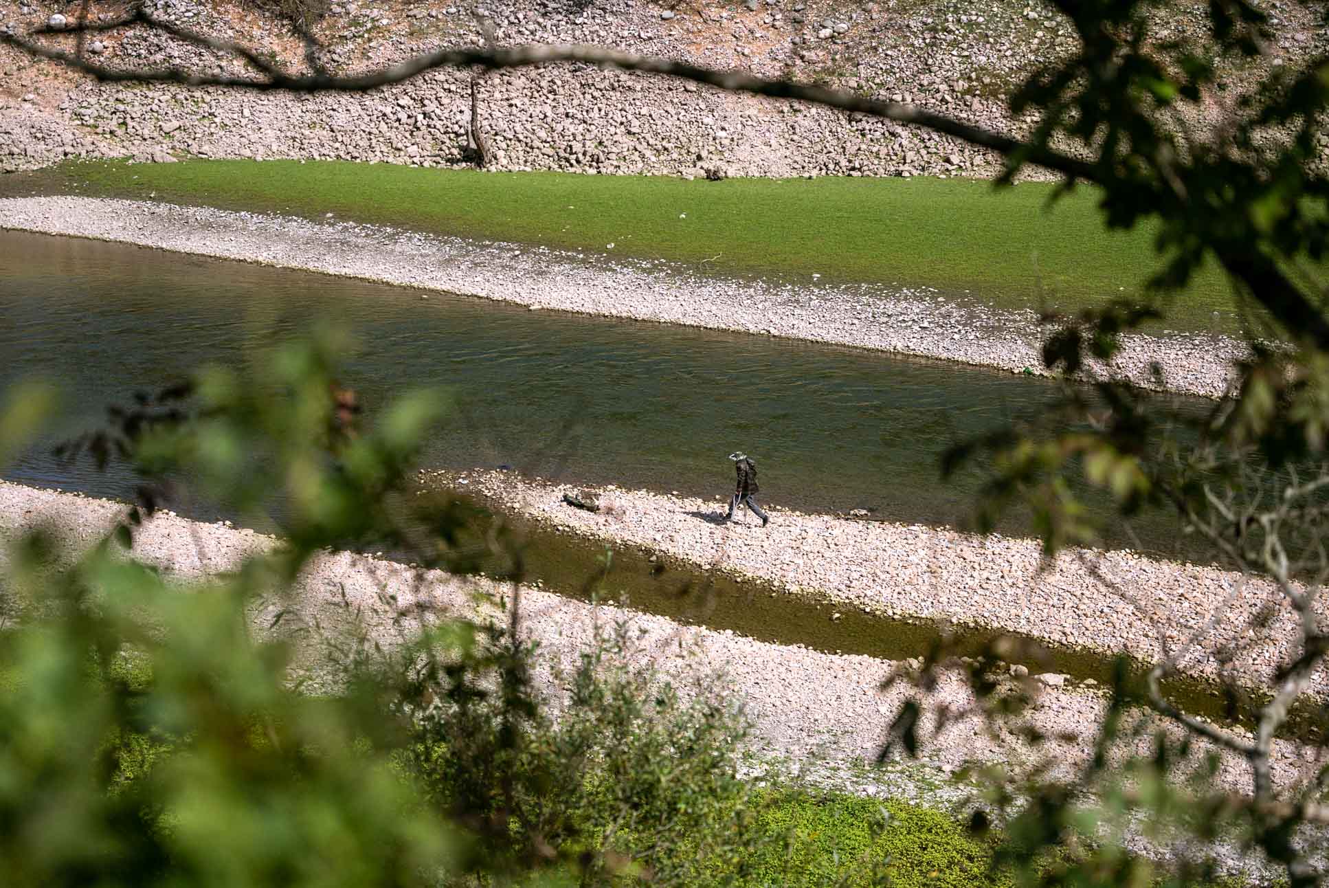 fisherman approaching his spot
