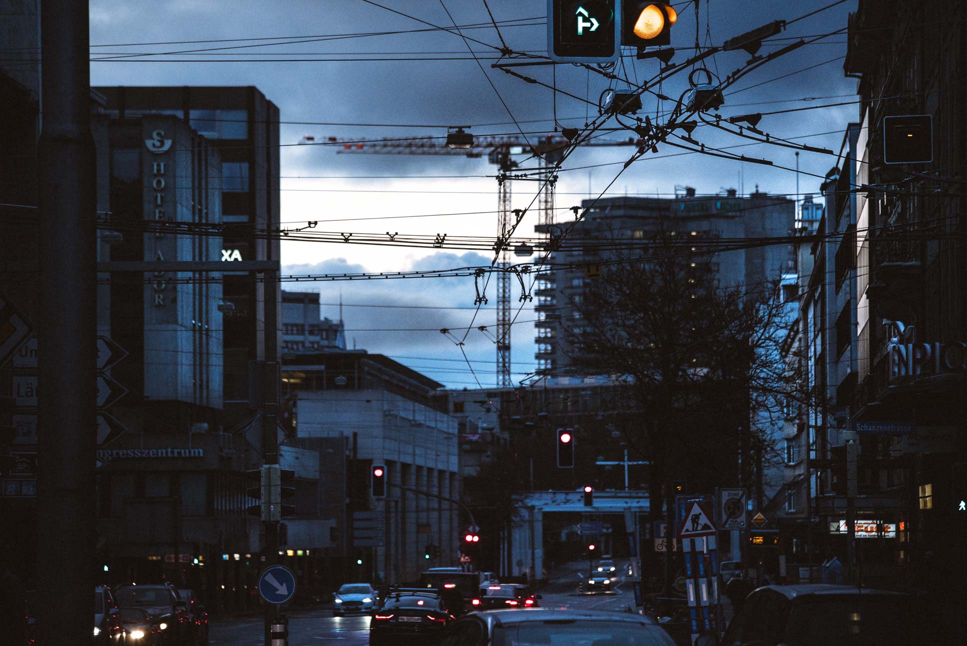 Light traffic in Bern around christmas