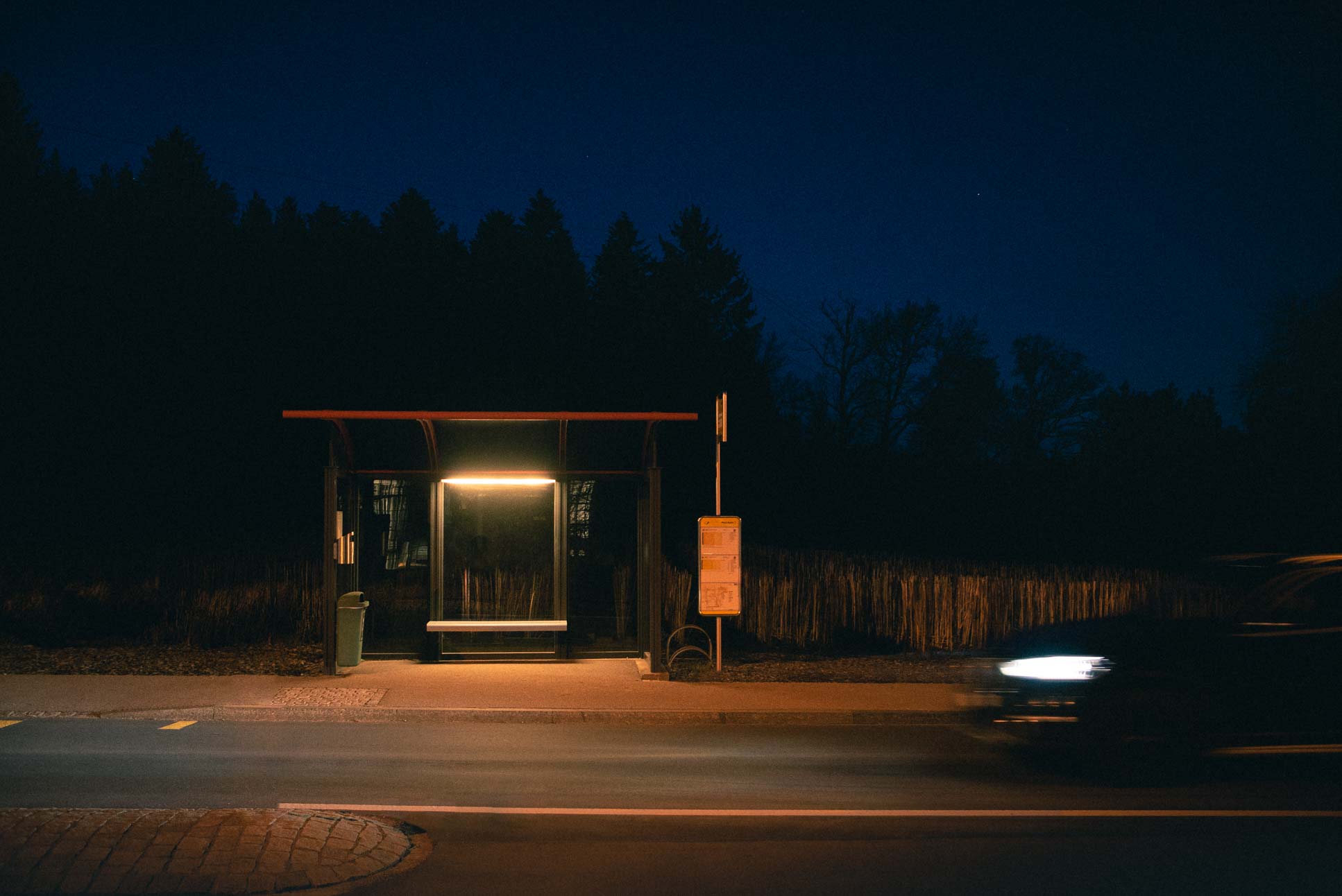And now we'll all try to decide together if "bus stop" should be a new tag on this website? Or maybe "reflections"?

Update: there is now a reflections tag