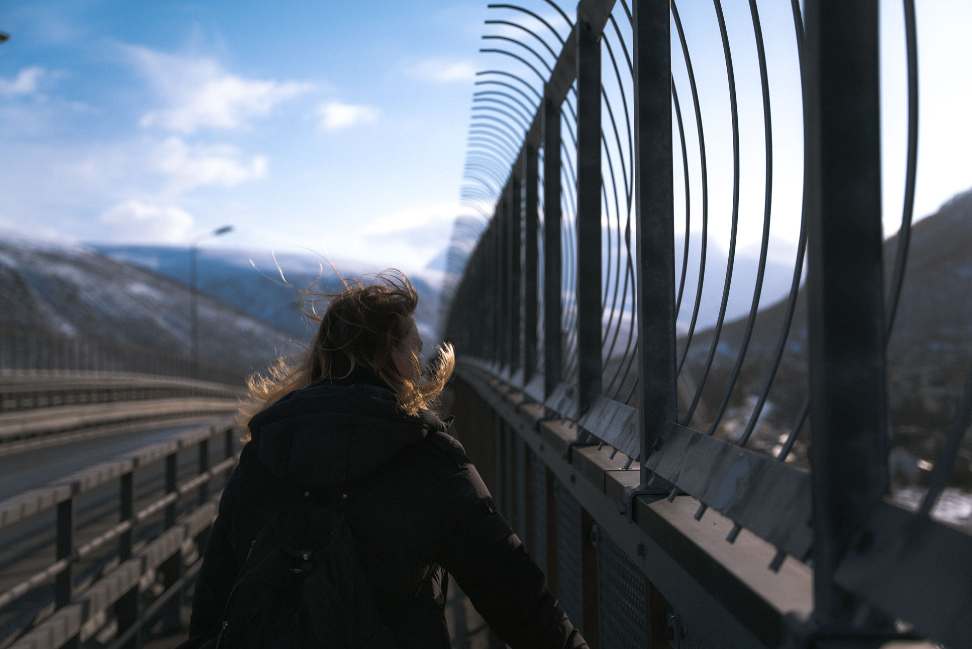 Walking across Tromsøbrua