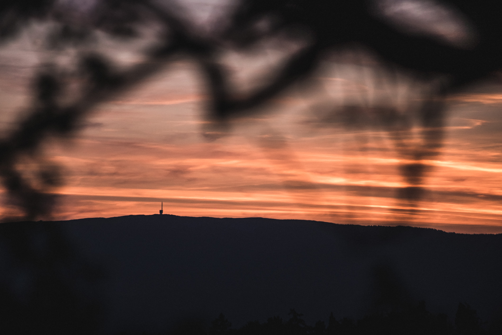 The communications tower Chasseral, as seen from almost 40km away.