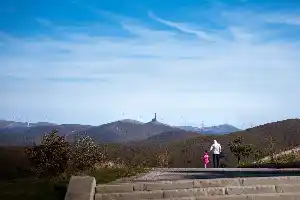 by the Shipka monument, looking over to Buzludzha